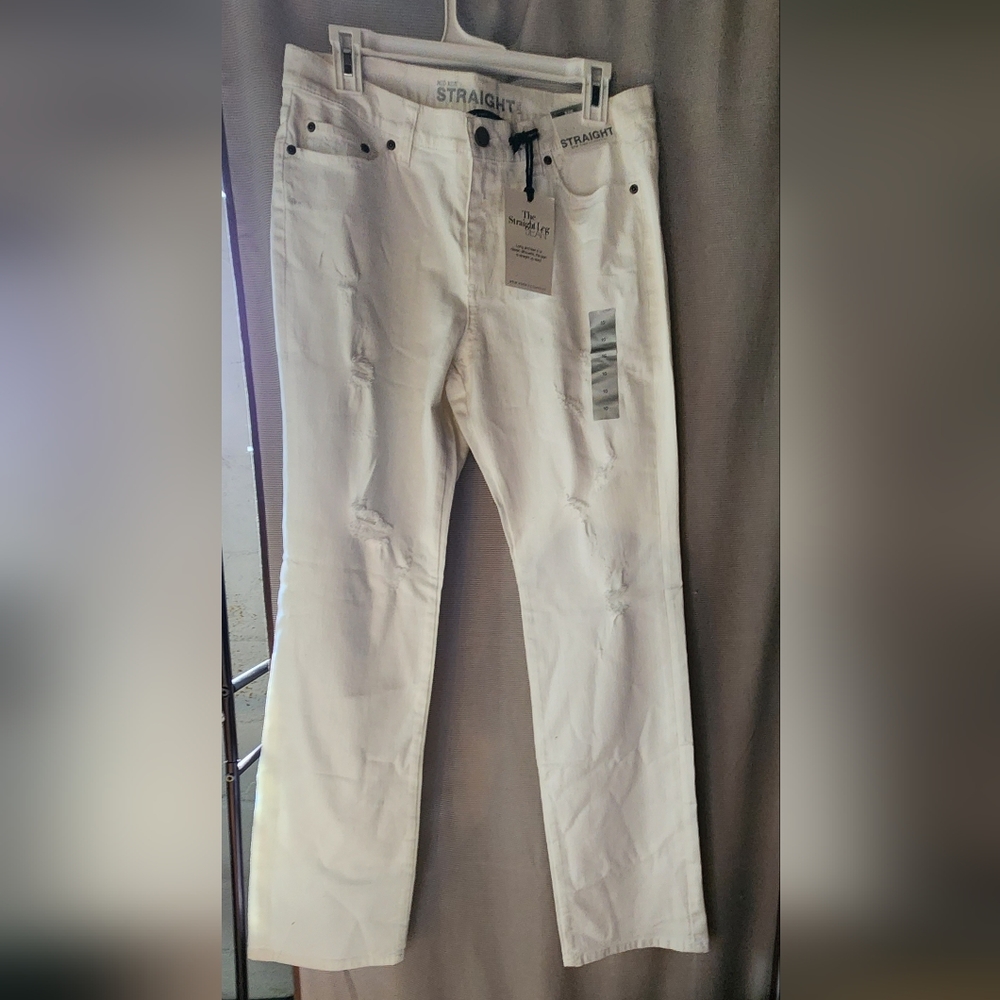 New York & Co. Mid Rise Comfortable Fit Straight Leg Distressed Jeans Size 10